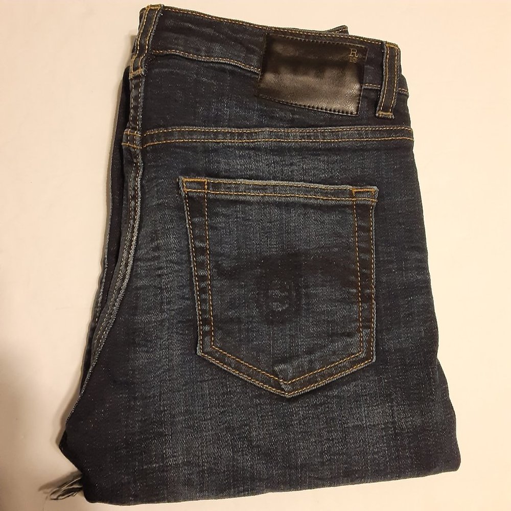 R13 Women's Ankle Skinny Cut Raw Hem Jeans Made in Italy Size 25